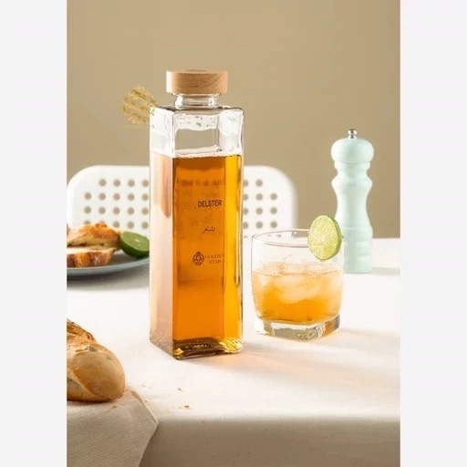بطری شیشه ای درب مربع چوبی گلدن استار Golden Star... کد 123