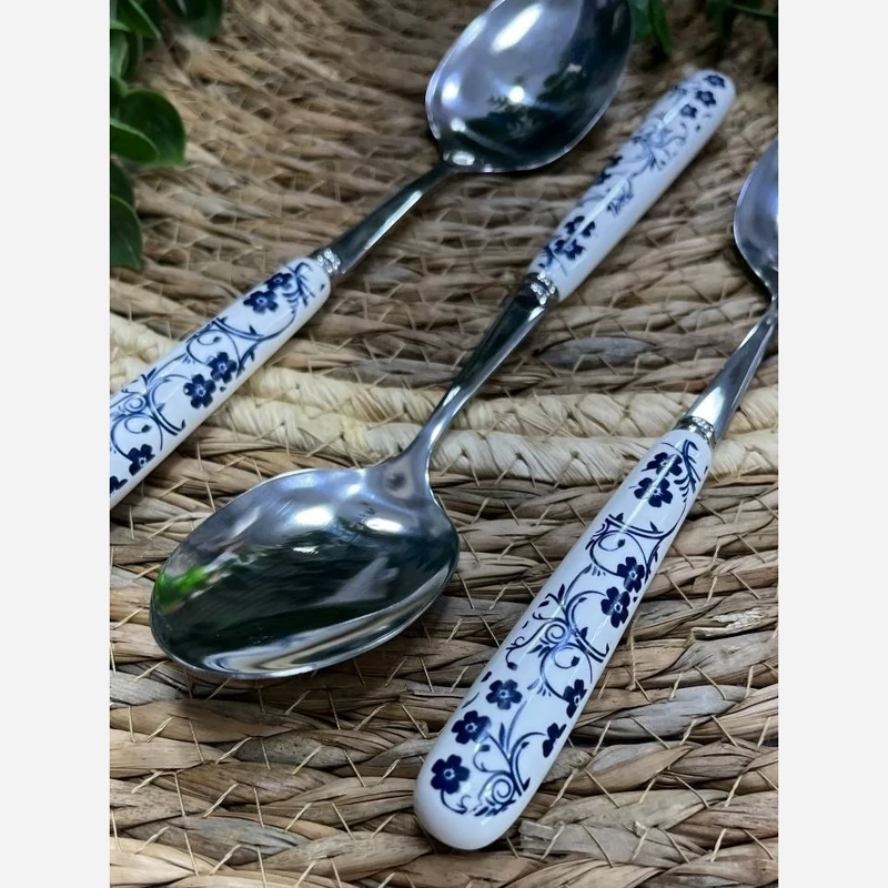 ست قاشق و چنگال دسته سرامیکی دنی هوم گل آبی(۲۱۸)