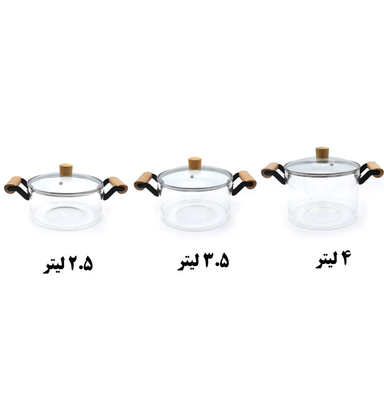 قابلمه 3.5 ليتري پيرکس دسته چوبي .کد167